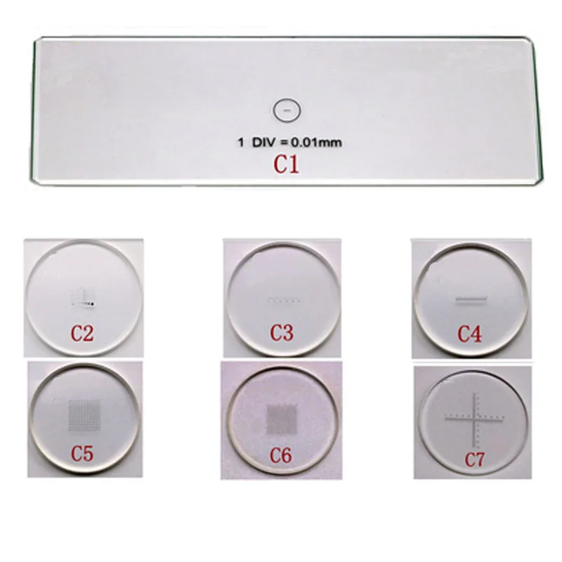 C1-C7 0.01MM Microscope slides Reticle Calibration Ruler Stage Micrometer Glass Measuring Microscope Micrometer  Drop shipping