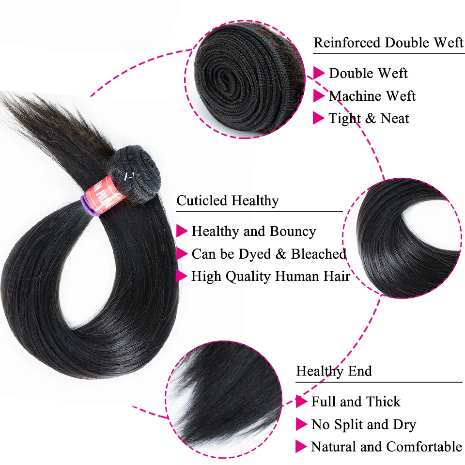 Straight Hair Bundles Bone Straight Human Hair Bundles 8-36 inch Remy Hair Bundles Brazilian Weave Human Hair Extensions