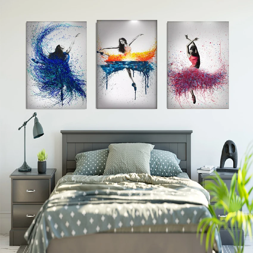 HD مطبوعة مجردة اللوحة جدار الفن قماش ، أنيقة الرقص راقصة الباليه فتاة غرفة المعيشة غرفة نوم ديكور المنزل الداخلي #3