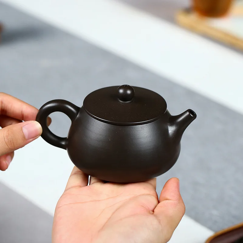 Yixing famous Zisha teapot semi manual raw ore black vermilion clay shipao Guangsu 200ml Xufeng Zisha teapot