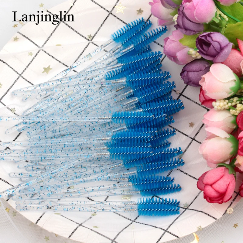 Hot Sale 5/50Pcs Disposable Crystal Eyelash Makeup Brush Diamond Handle Mascara Wands Eyelashes Brush Extension Makeup Tools