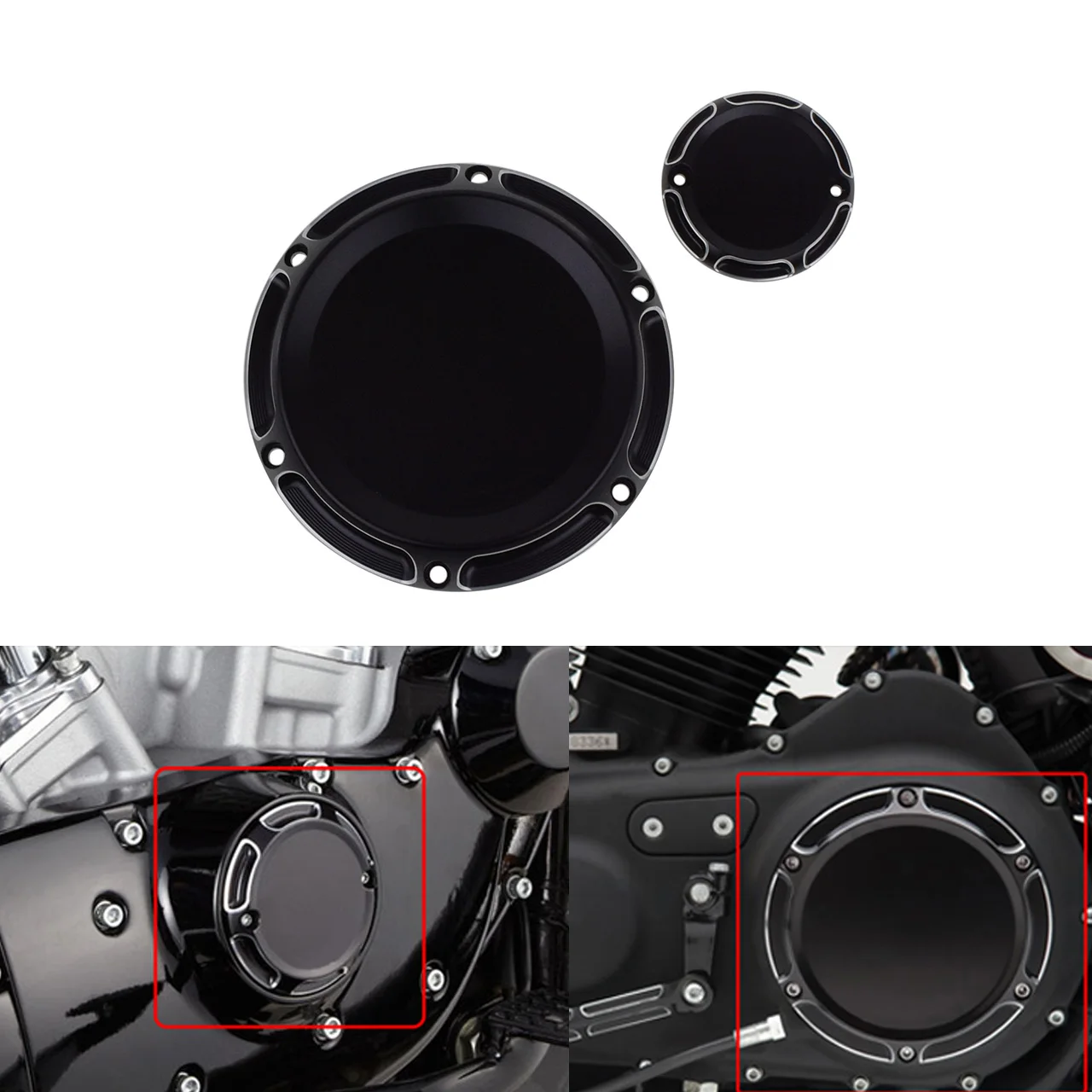 Motorcycle 6 Holes Derby Cover Timing Timer Cover Inspection Cover Set Black For Harley Sportster XL 1200 883 XR Custom 04-2023