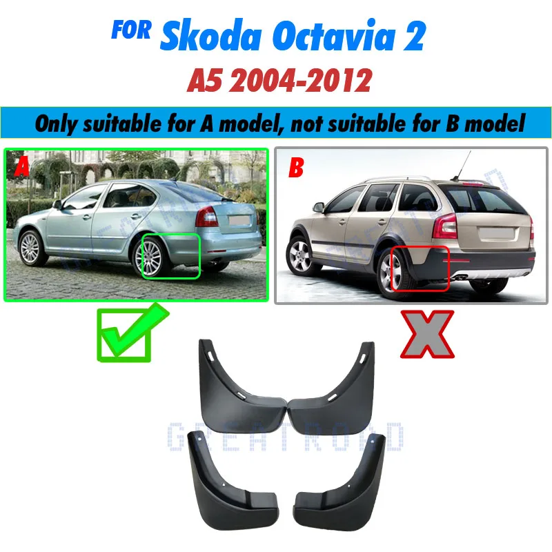 NADCFN Garde-Boue Avant Et Arrière Pour Skoda Octavia 2 A5 Sedan & Break 2005-2013