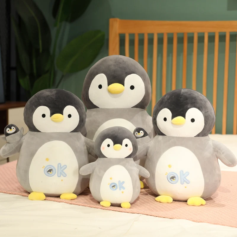 Cartoon Mother And Child Penguin Plush Toys Stuffed Animal Hug Pillow Cute Soft Penguin Dolls Baby Girls Xmas Birthday Gift