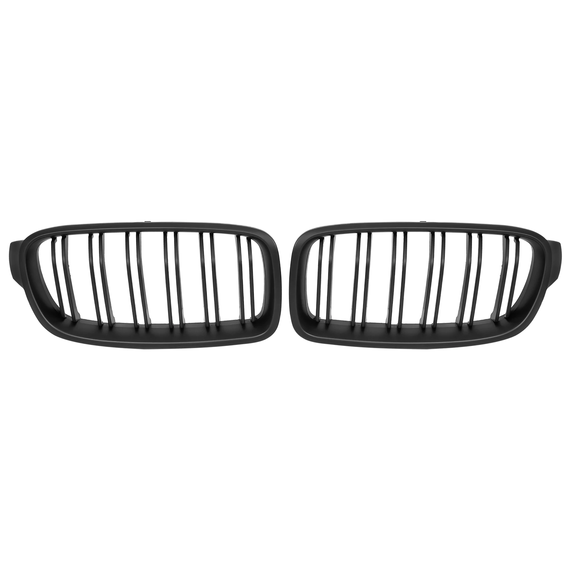 uxcell 1 Pair Matte Glossy Black Car Hood Kidney Bars Front Racing Grills Grille Double Line 4 Door For BMW F30 2012-2018