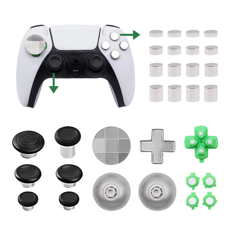 For Playstation 5 PS5 Controller 31 in 1 Magnetic Button Kit Thumbsticks Dpads, Aluminium Thumbstick Joystick Adjustable Height