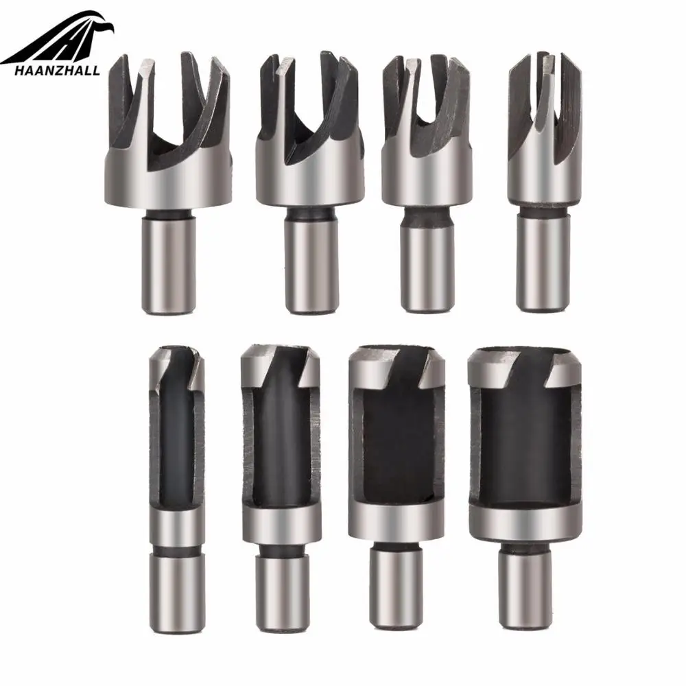 Carbon Steel Wood Plug Hole Cutter Drill Bit Set, 5, 8 