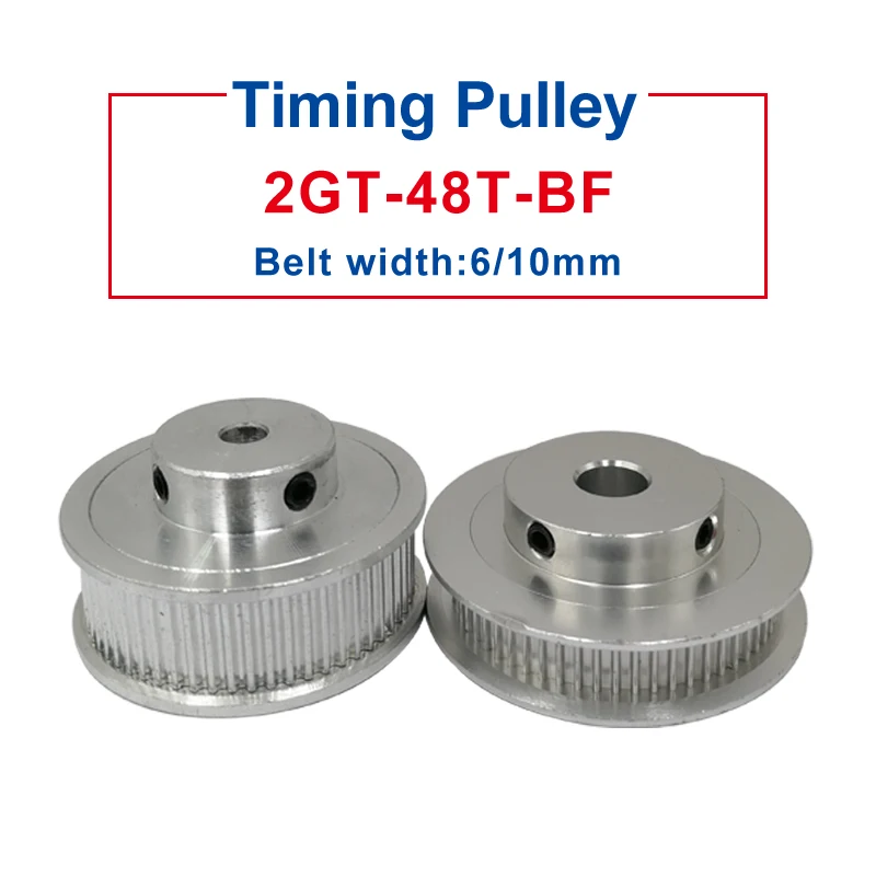 Pulley Wheel GT2-48T Circular Tooth BF shape Timing pulley Bore 5/6/6.35/7/8/10/12 mm  Fit For width 6/10 mm GT2-timing belt