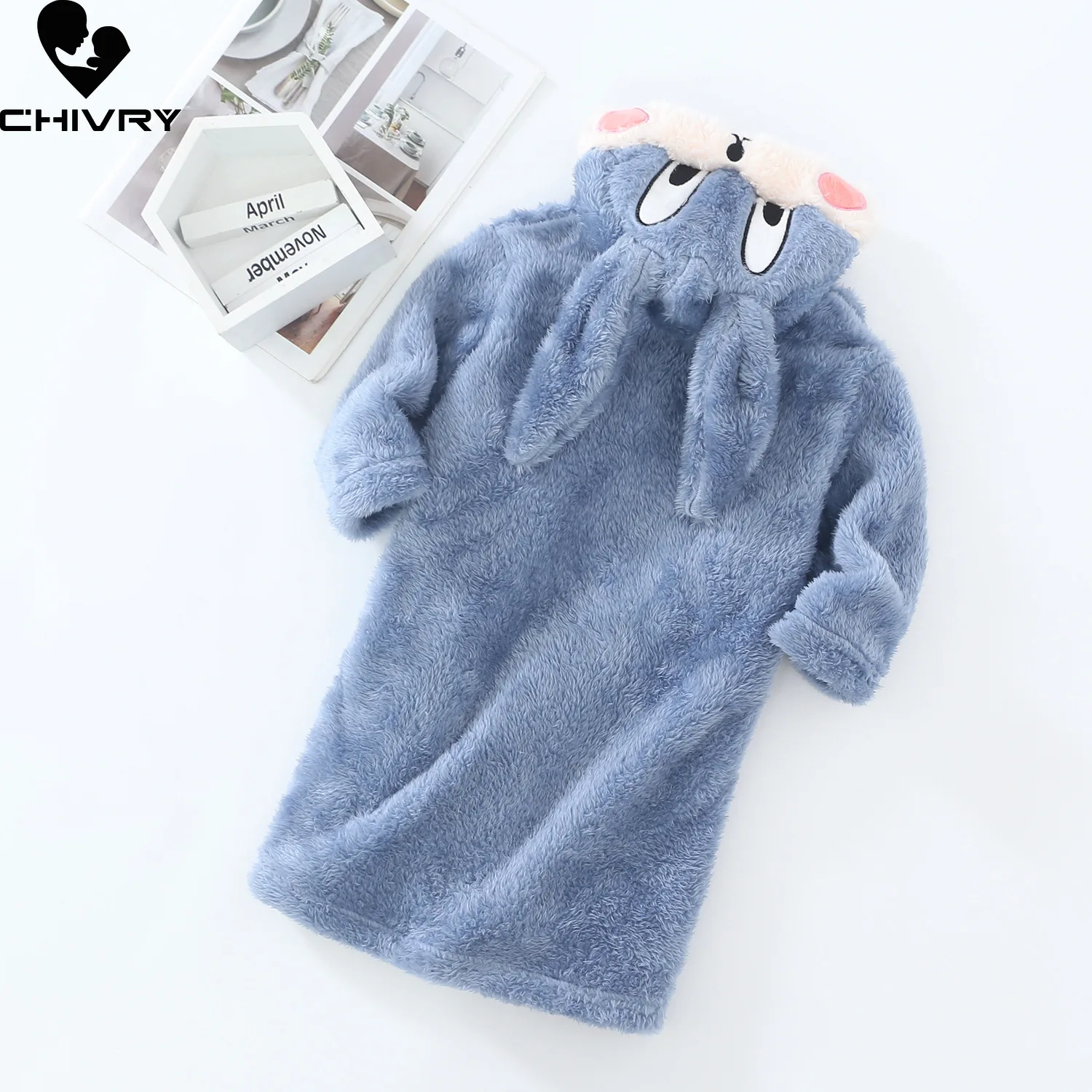 Neue 2021 Herbst Winter Baby Mit Kapuze Bademantel Kinder Bademantel Jungen Mädchen Warme Flanell Pyjamas Kinder Cartoon Kaninchen Plüsch Handtuch robe