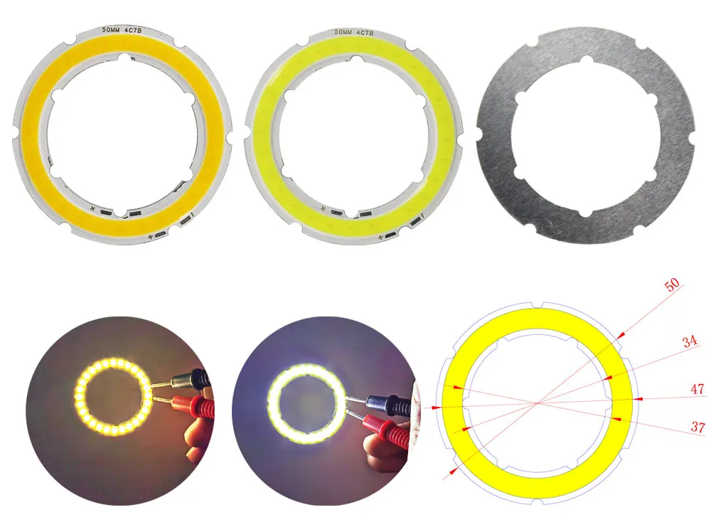 Jährliche Form LED COB Angel Eyes 12V DC 20mm-120mm COB Chip auf Aluminiumplatine Ring LED Kalt Warmweiß Lichtquelle für DIY Glühbirne – Detail 4