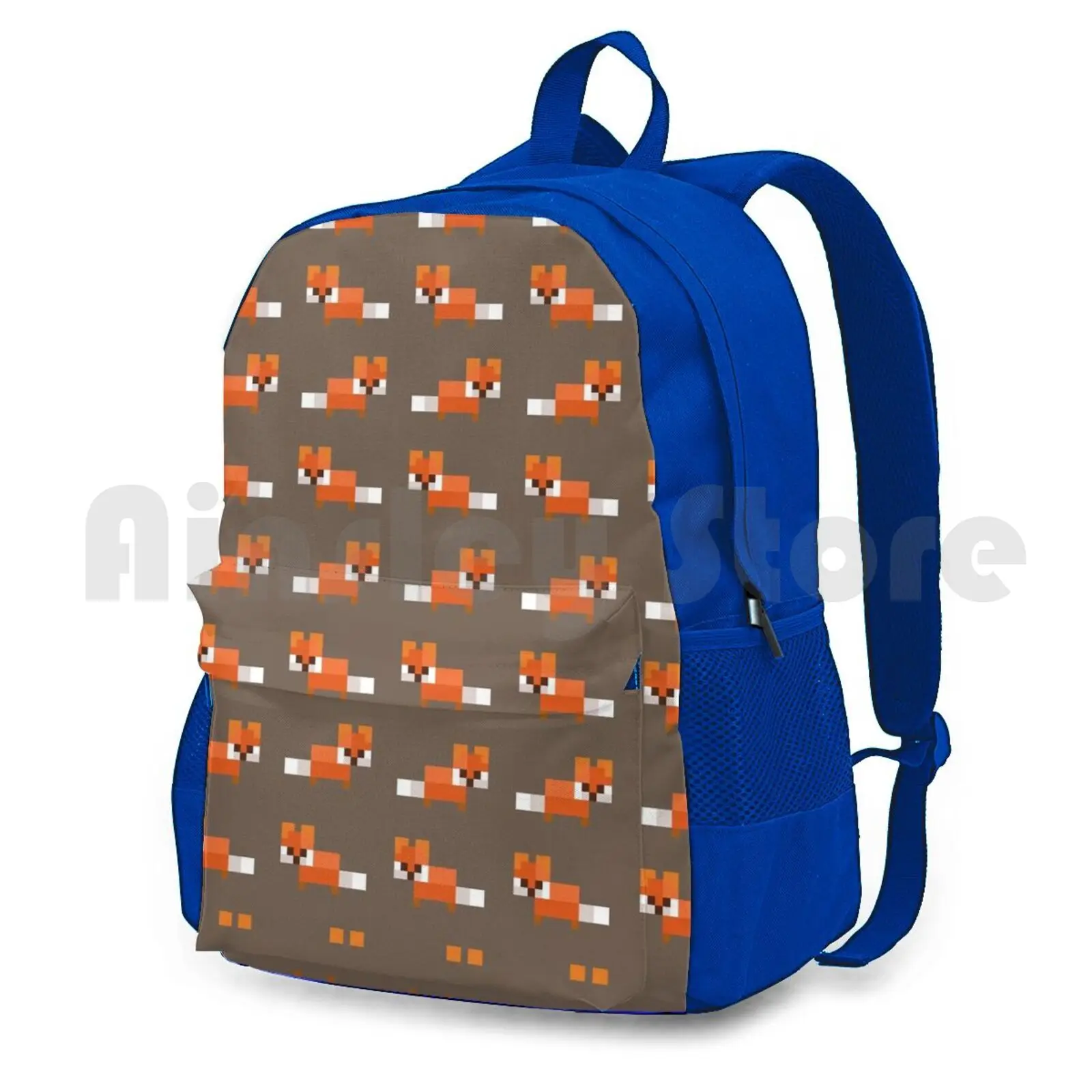 Pixel Foxes Pattern Outdoor Hiking Backpack Riding Climbing Sports Bag Fox Foxes Pixellated Pixel Art Pixel Cute Wildlife