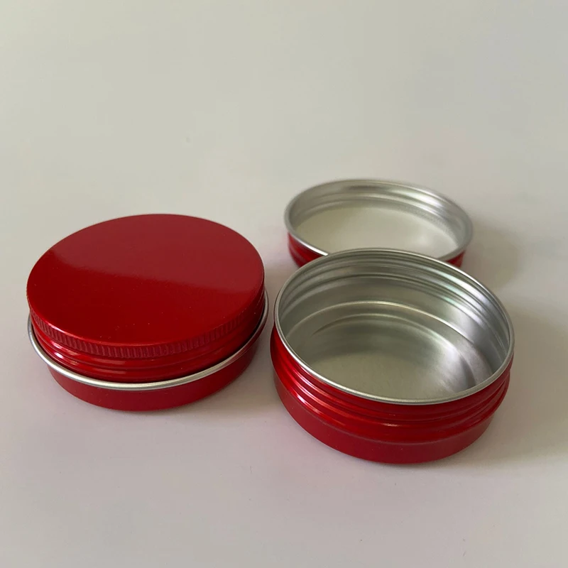 30ml Red DIY Candle Empty Round Small Aluminum Box Metal Tin Cans Beauty Face Hand Foot Cream Refillable Jar Pot