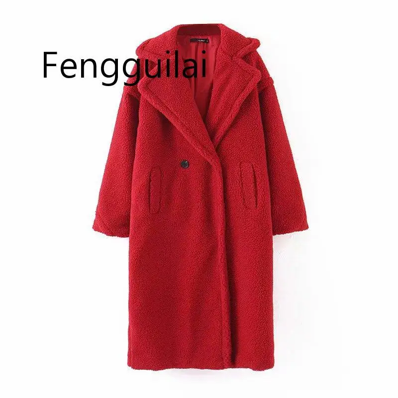 FENGGUILAI 2020 Winter Solid Color Teddy Jacket Women\'s Street Thicken Casual Lamb Fur Coat Jacket Women\'s Jacket Faux Fur Coat