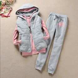 Autumn and winter new Fashion women suit women's tracksuits casual set with a hood fleece sweatshirt three pieces set