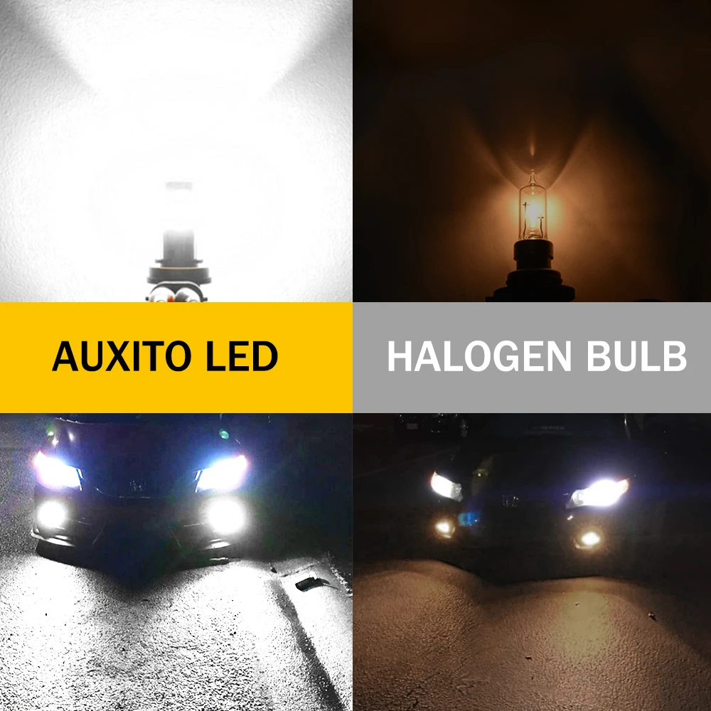 AUXITO 2Pcs H16 LED Fog Lights 6000K White H8 H11 H16JP H10 9006 HB4 LED Bulb Car Driving Lamp for Hyundai Toyota Nissan Kia