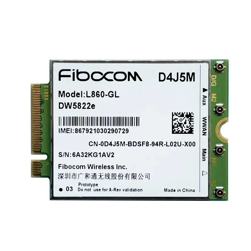 DW5822e L860-GL D4J5M 4G 모듈 1Gbps Cat16 4G 카드 4G 모듈 M.2 dell Inspiron 7490 노트북 노트북 용