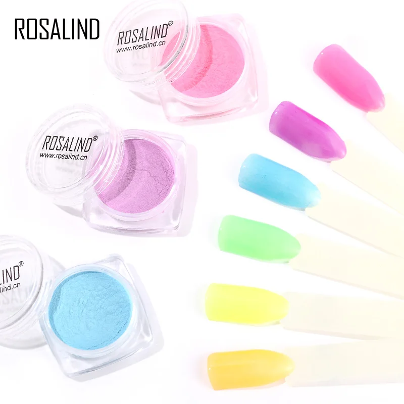 ROSALIND Luminous Dipping Powder Akcesoria do zdobienia paznokci Półtrwały akrylowy fluorescencyjny pył Brokat Dip Powder Nowy