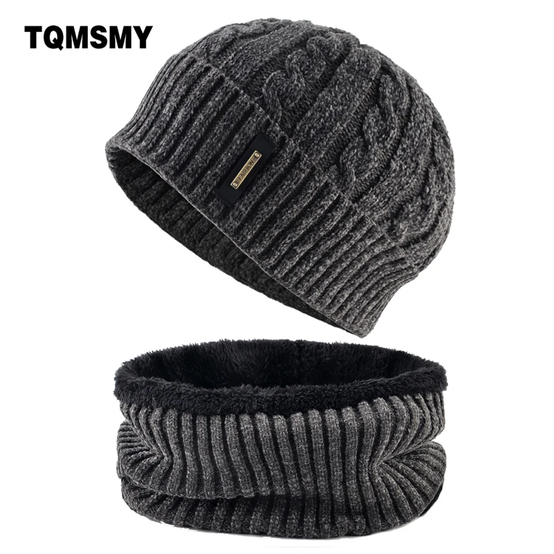 Metal sign hats for men Winter Beanies Knitted wool Skullies men's  Hip Hop cap autumn gorros man keep warm soft Hat scarf sets