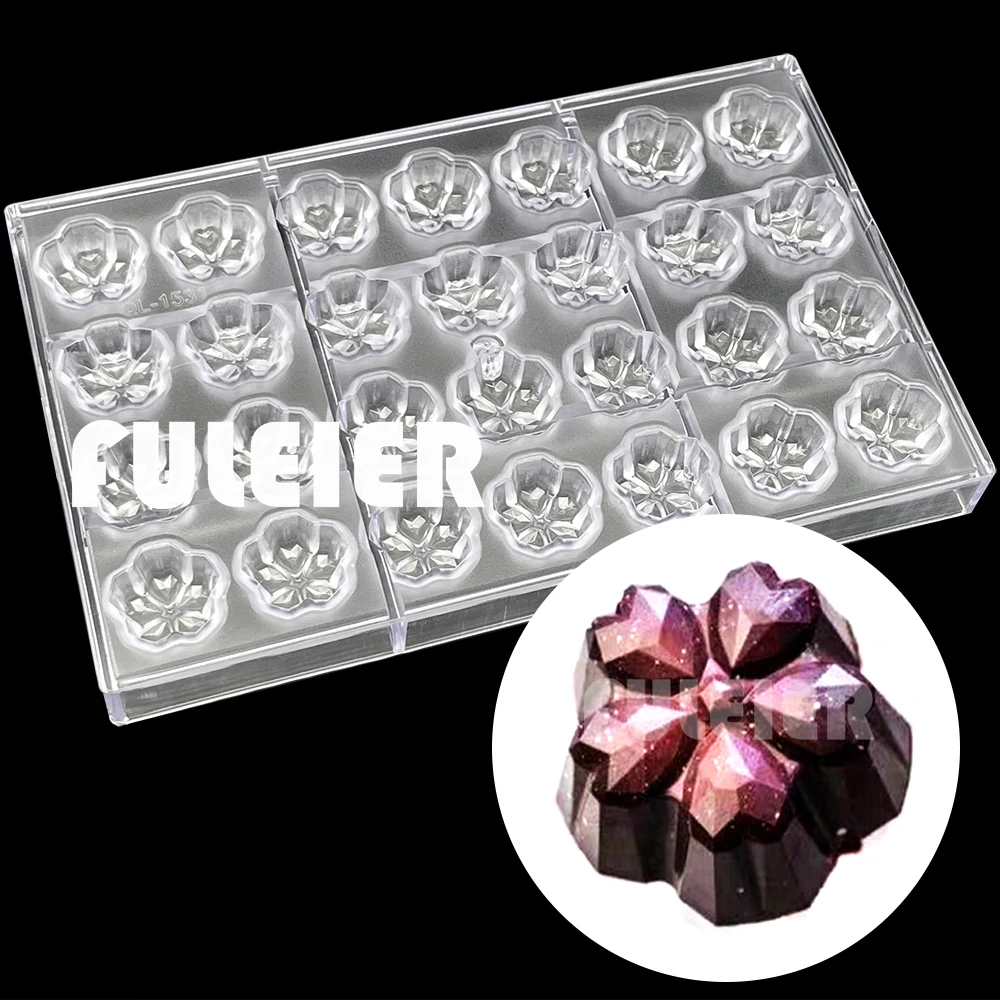 Diamond Flower Sakura Polycarbonate Chocolate Candy Mold Baking Mould For Pastry Sweets Bonbon Cake Confectionery Tool Bakeware