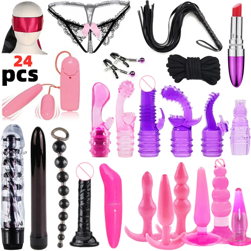 Sex Toys For Couples Erotic Vibrator Anal Bead Butt Plug Whip Rope G Spot Stimulator Dildo BDSM Anal Plug Set Fetish Adult Game