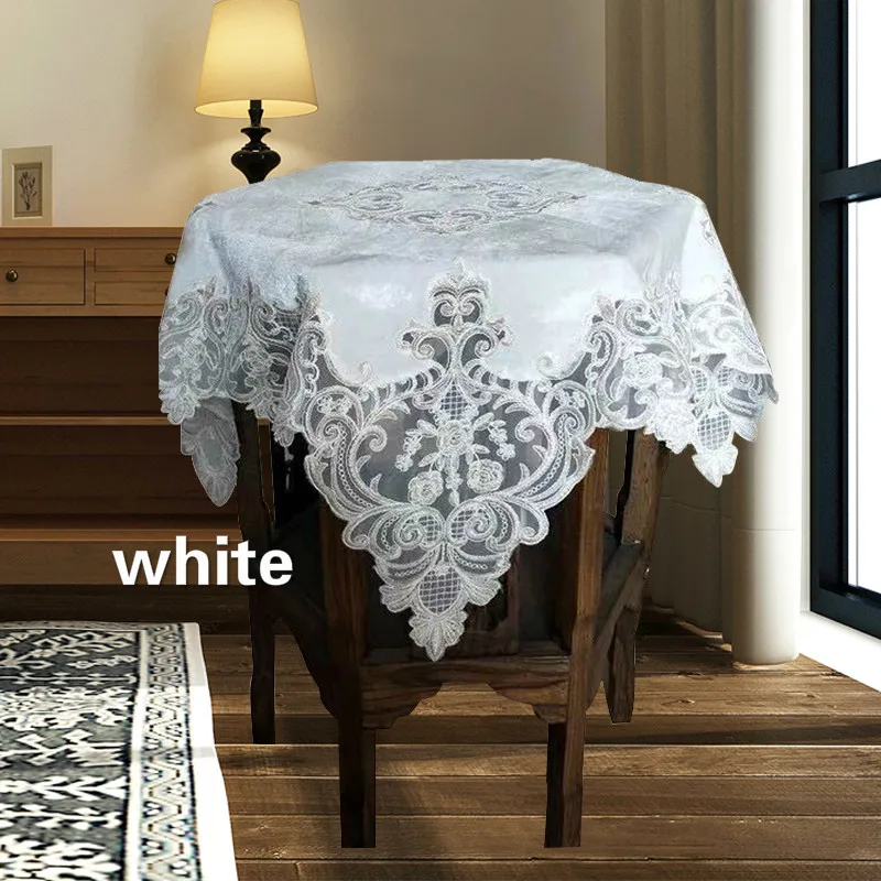 Luxury European Velvet Lace Embroidery Tablecloths Furniture Cover Cloth Balcony Coffee Round Table Mat Christmas Wedding Tapete