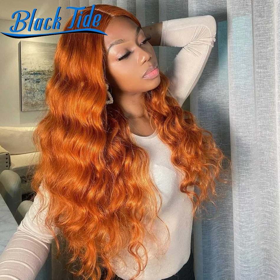 Orange Ginger Lace Front Wig Body Wave Lace Front Wig Remy Brazilian 13x4 Transparent Lace Frontal Wig Human Hair Pre Plucked