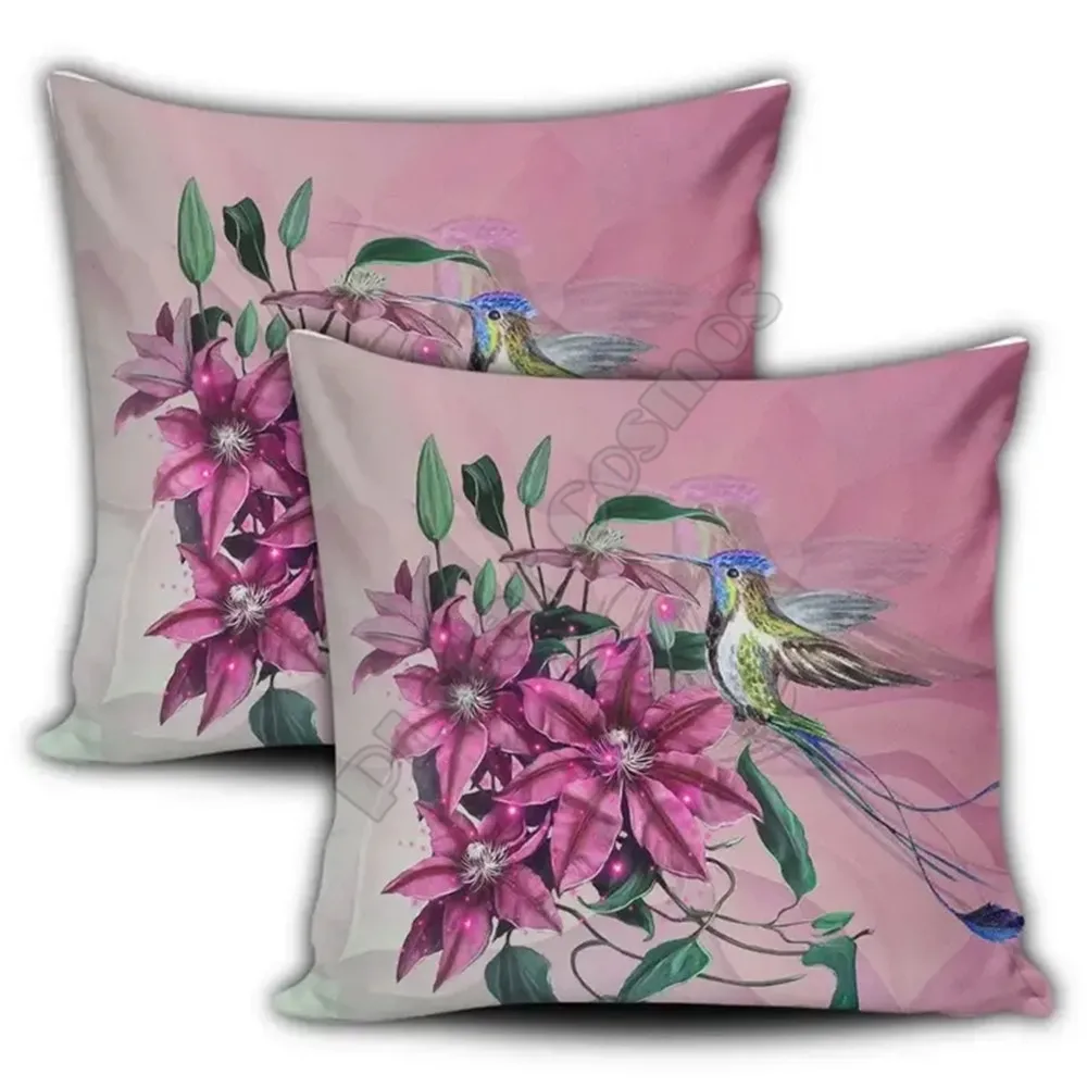 Clematis Humming Bird Pillow Covers Pillowcases Throw Pillow Cover Home Decoration Double-sided Printing