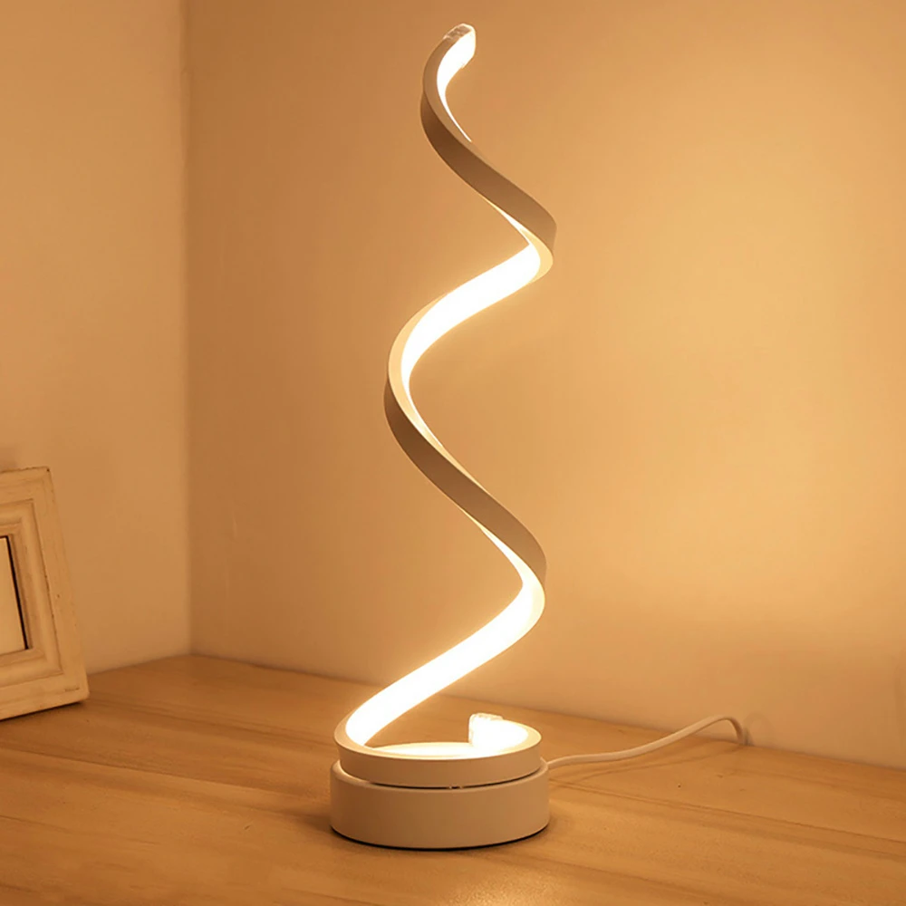 

Creative LED Spiral Table Lamp Modern Curved Desk Bedside Lamp Dimmable Warm White Light For Living Room And Bedroom