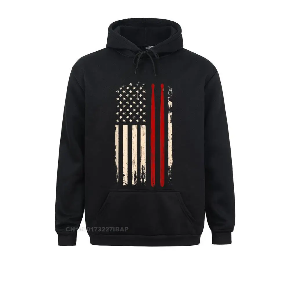 

Vintage Drum Sticks American Flag Funny Drummer For Him Hoodie Sweatshirts Autumn Hoodies Brand Beach Sportswears Printed Women