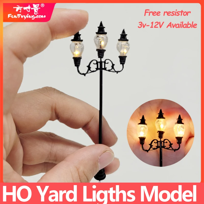 

1/3pc Ho Scale Model Ligths for Park Garden Street Light 3V Train Railway Led Lamppost Model Yard Lamps Layout Scenery Landscape