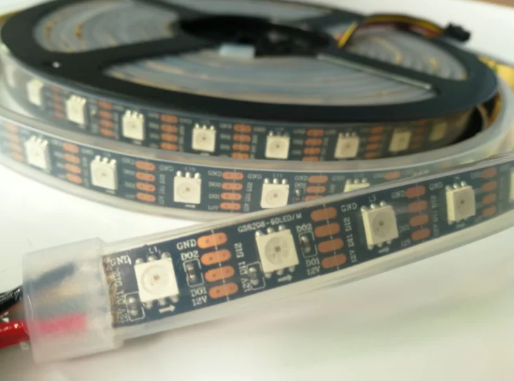 Tira flexible de led direccionable a todo color, cinta programable de color de ensueño, RGB, DC12V, GS8208, 30/60/144