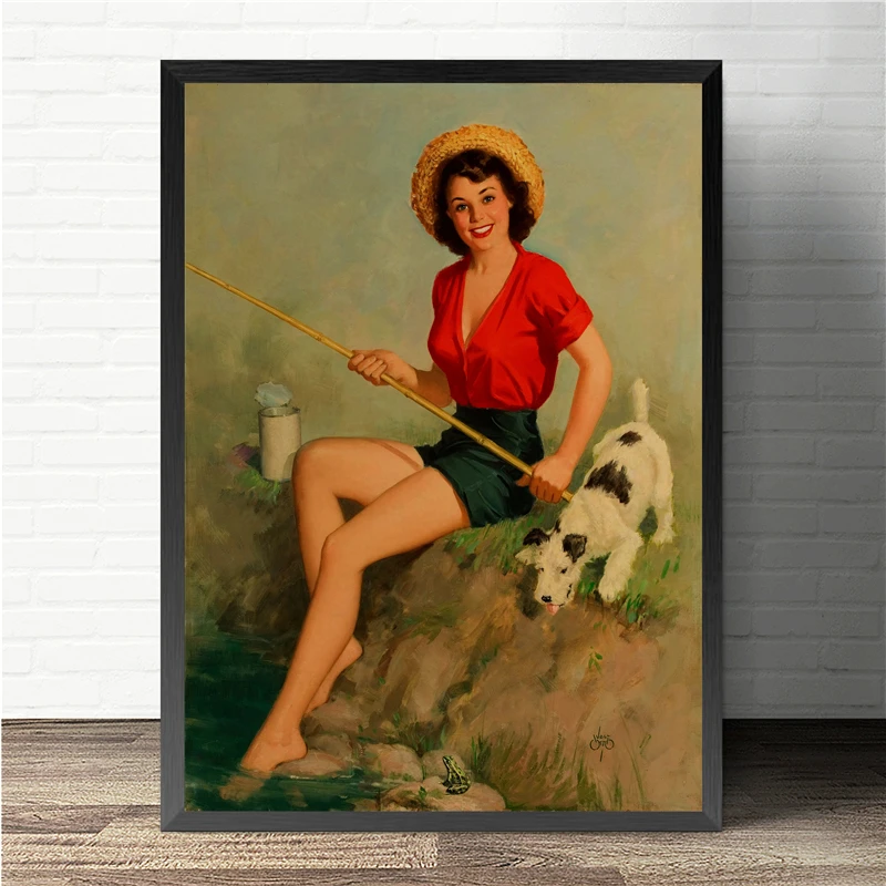 USA Retro poster Seductive girl  World War II Sexy pin up Girl vintage Poster cafe cafe club bar wall decorations Home Decor