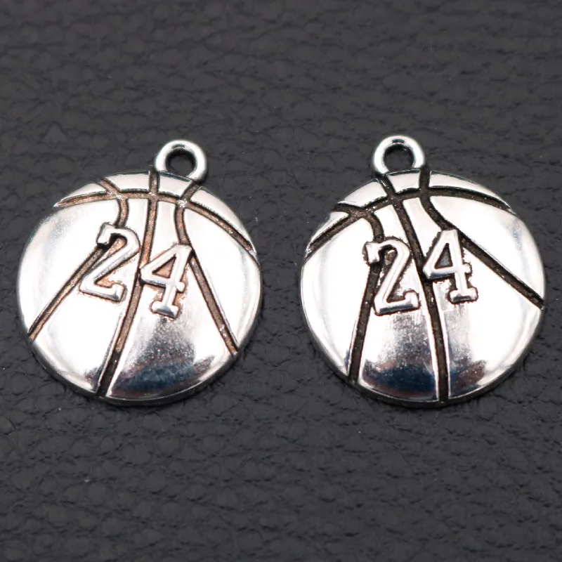 Fashion * 24 *Basketball Metal Pendant, 23 * 20mm Basketball Charms, Sports Charms, Basketball Fans Gifts, DIY Jewelry Crafts
