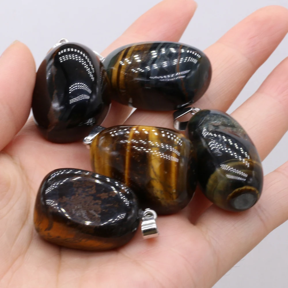 Natural Gem Tiger Eye Stone Pendant Handmade Crafts DIY Charm Necklace Jewelry Accessories Exquisite Gift Making for Woman