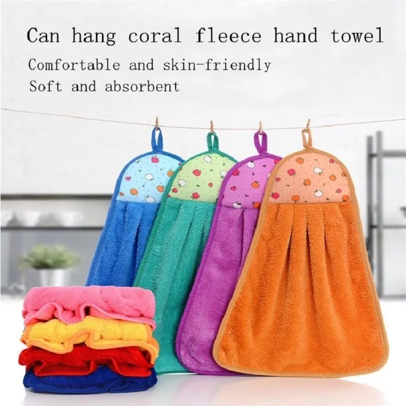 

Coral Velvet Water Absorbent Towel Cute Baby Nursery Wipe Hand Towel Kitchen Used Hanging Dishcloths Children Bathing Towel