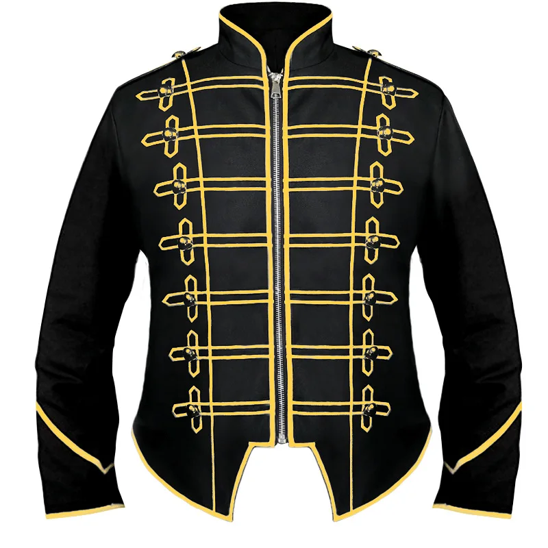 

Mens Steampunk Hussar Marching Band Military Drummer Parade Medieval Renaissance Victorian Vintage Jacket Coat Costume Tuxedo