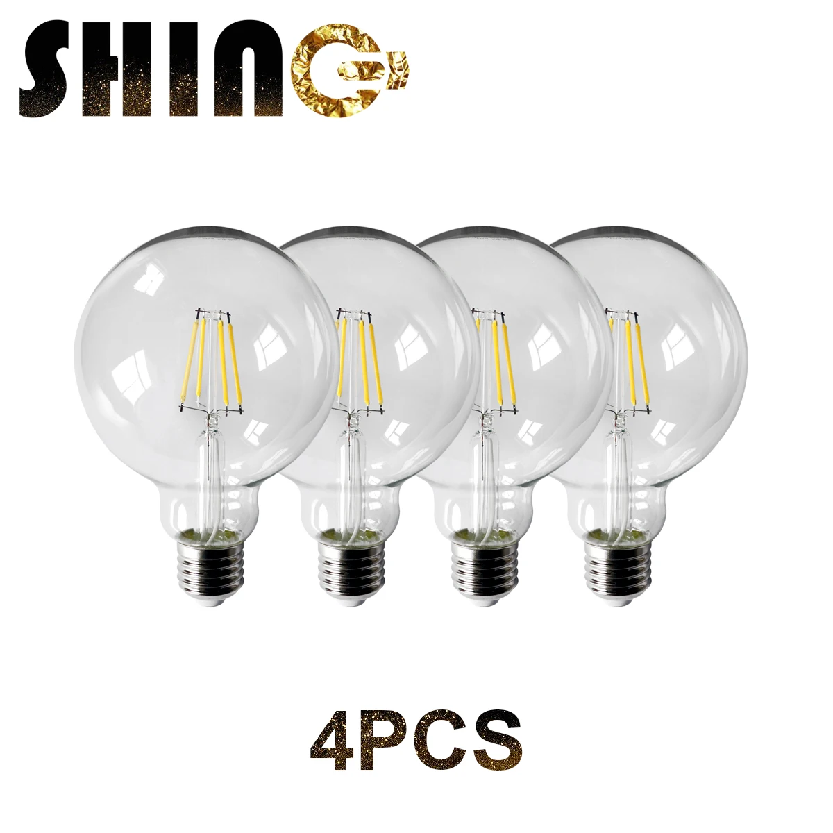 

4pcs/lot 2023 Rushed Sale Ce Rohs Decor Retro Edison Led Filament Bubble Ball Bulb G95 E27 6w 4000k 220v For Home Decoration