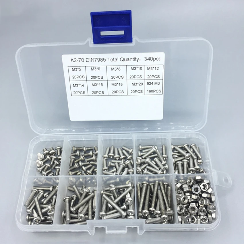 340 шт., детали для головки из нержавеющей стали M3 x5/6/8/10/14/16/18/20, 934 м3
