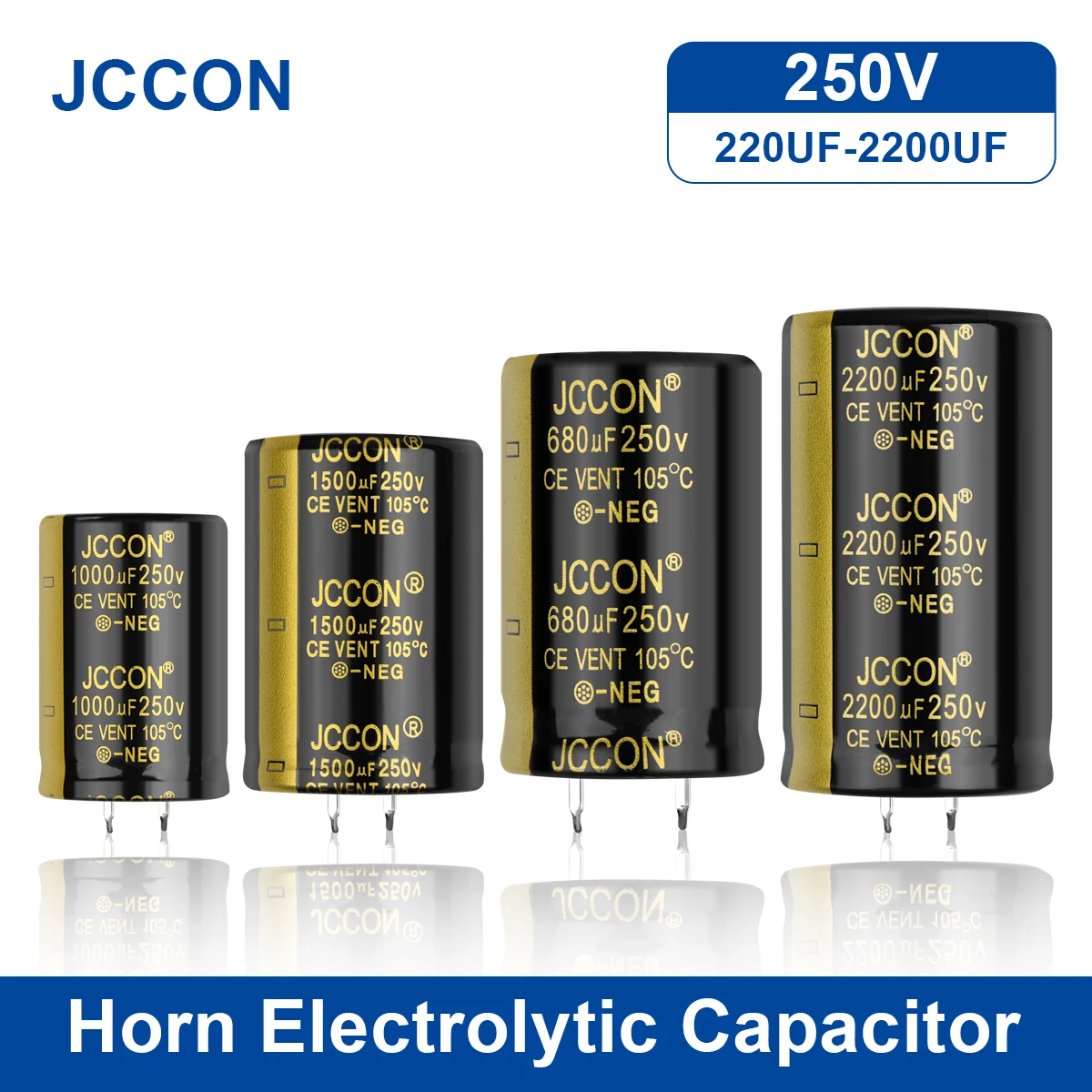 2Pcs JCCON Audio Electrolytic Capacitor 250V 220UF 330UF 470UF 680UF 1000UF For Audio Hifi Amplifier High Frequency Low ESR