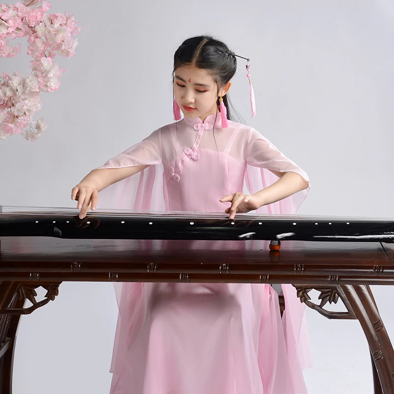 

Girl's Han Fu Princess Birthday Party Dance Dress Traditional Chinese Kids GuZheng Perform Dress For Wedding Evening Party Dress