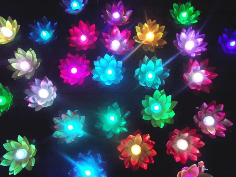 

LED Colorful Changed Artificial Lotus flower Lamp Floating Water flower swimming Pool Wishing Light Lamps Lanterns Party supply