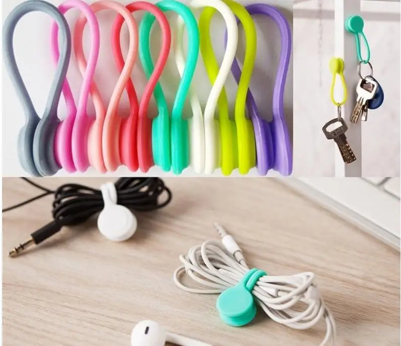 Multi-funcin De Silicona Magntico Organizador De Cables Telfono Mvil Cable Usb Clip Pinza Para Auriculares Datos Almacenaje