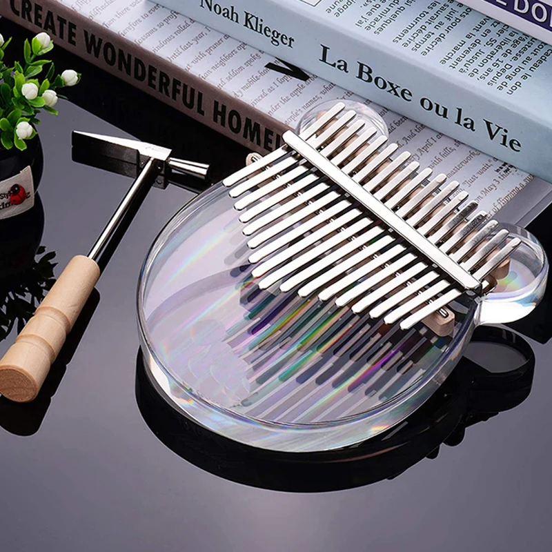 Kalimba 17 Keys Rainbow Acrylic Thumb Piano Starter High-Quality Clear Finger Piano with Case Study Booklet Tune Hammer Stickers