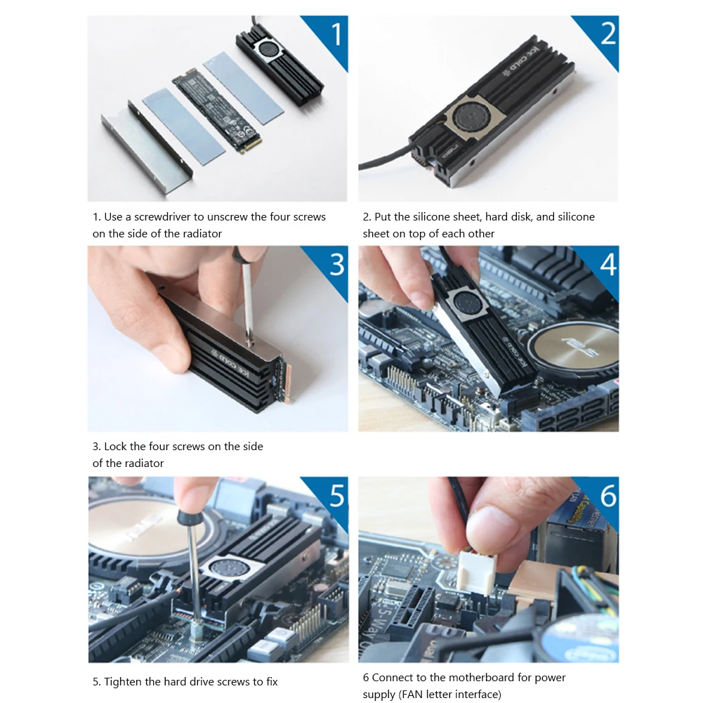 Радиатор SSD Ineo M.2, охладитель M.2 NVME 2280 HDD, радиатор твердотельного жесткого диска, алюминиевая двухсторонняя охлаждающая подставка, вентилятор