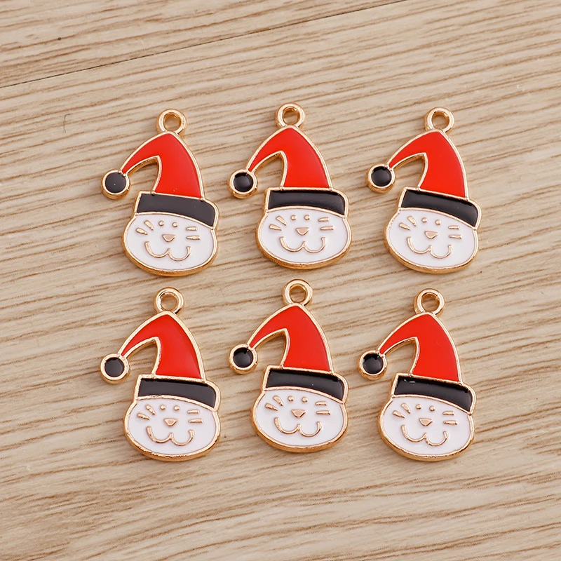 10 stücke Mix Emaille Weihnachten Charms für Schmuck Machen Santa Claus Baum Handschuhe Charms Anhänger für DIY Halsketten Ohrringe Geschenke – Detail 22