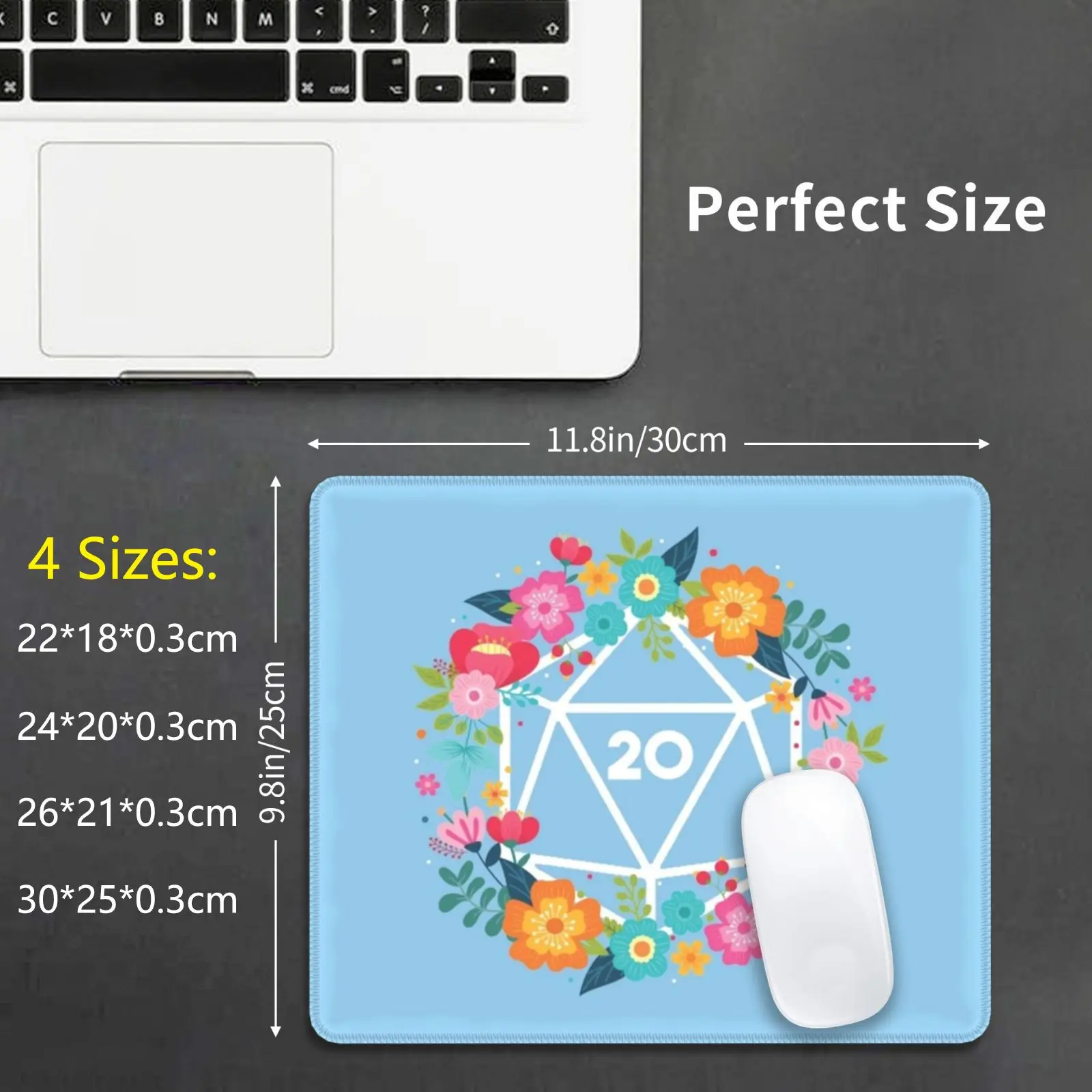 Dice Floral Wreath Mouse Pad DIY Print Rpg Role Playing Game Critical Role Miniature Tshirt Dnd Tshirt