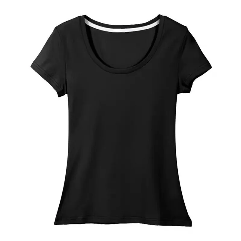 S-5XL Women Cotton T-shirt Summer 2024 Classic Bottoming Tops Tees Short-sleeve Slim Pullovers Elasticity Fabric Girl\'s T-shirts