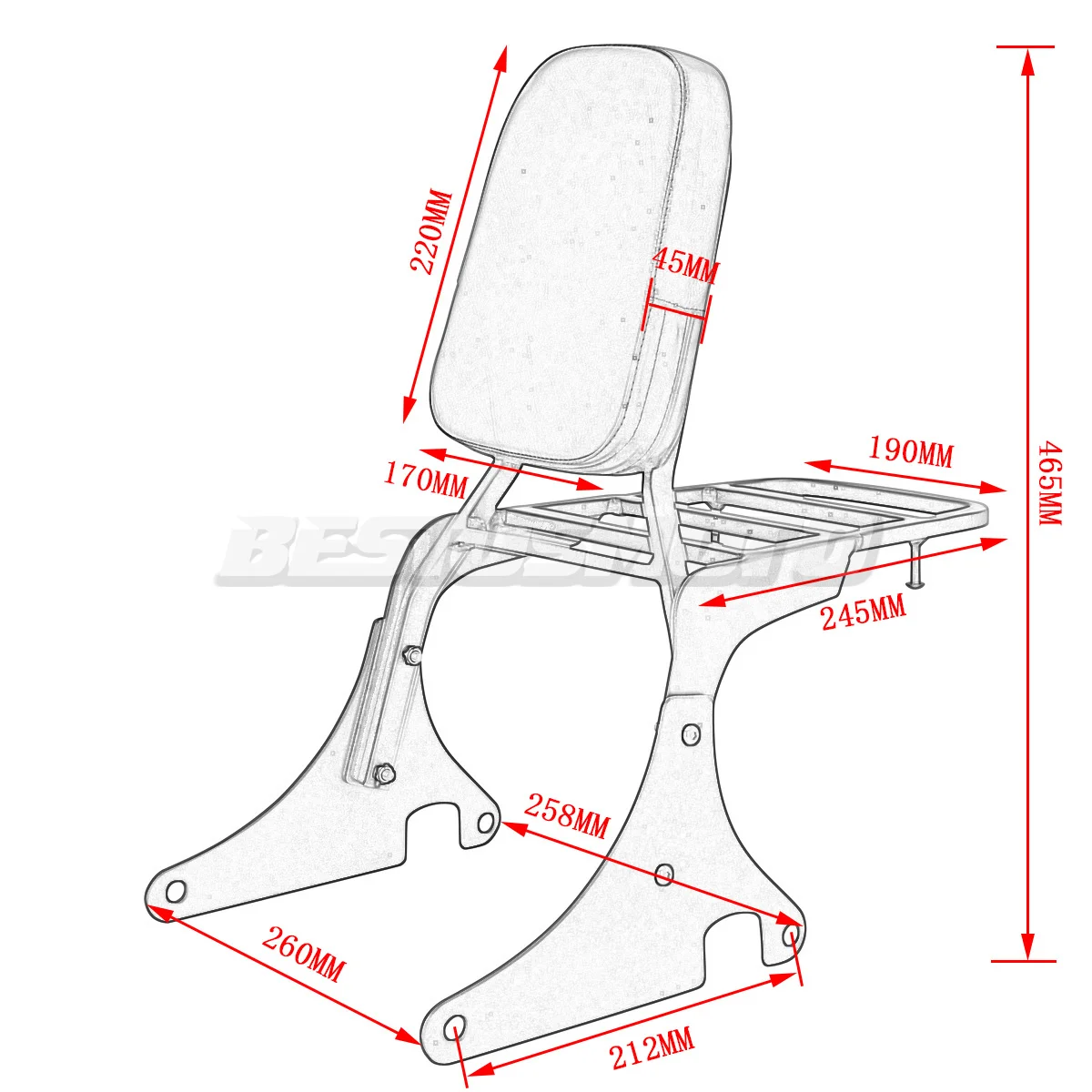 Motorcycle Backrest Sissy Bar Luggage Rack For Kawasaki Vulcan 800 VN800 VN800A Classic 1996-2005 VN800E Drifter 2000-2005