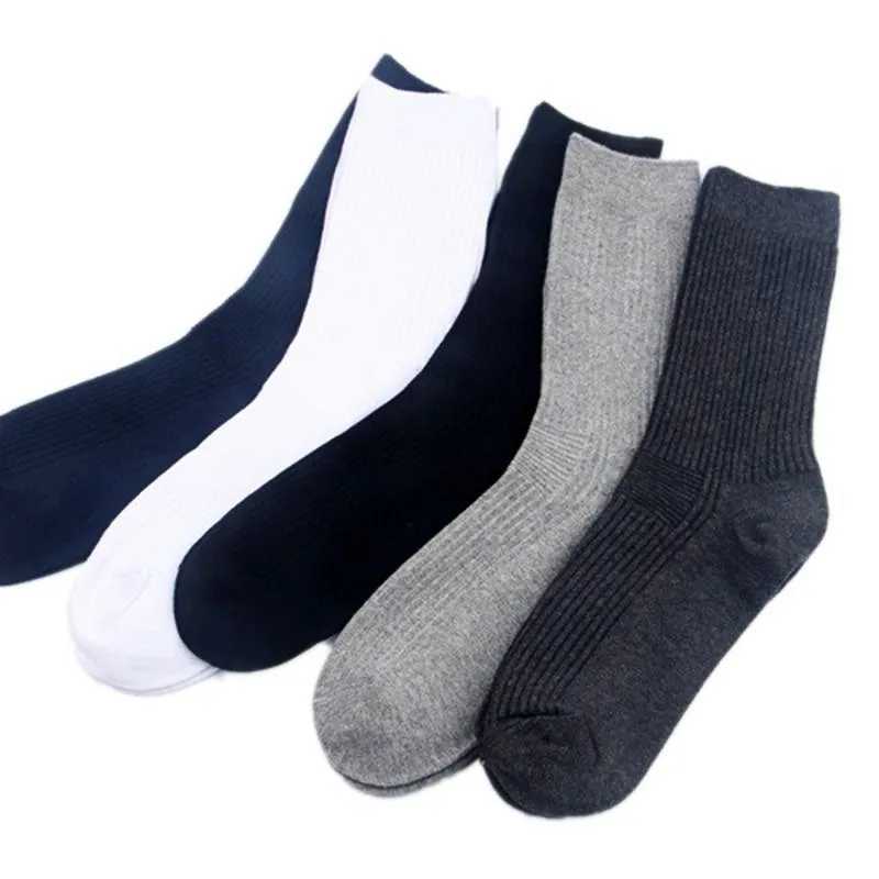 Socks Black White Men\'s Solid Color 100 Cotton Socks Long Mens Casual Dress Men Socks Business Casual Breathable Soks Sox Male