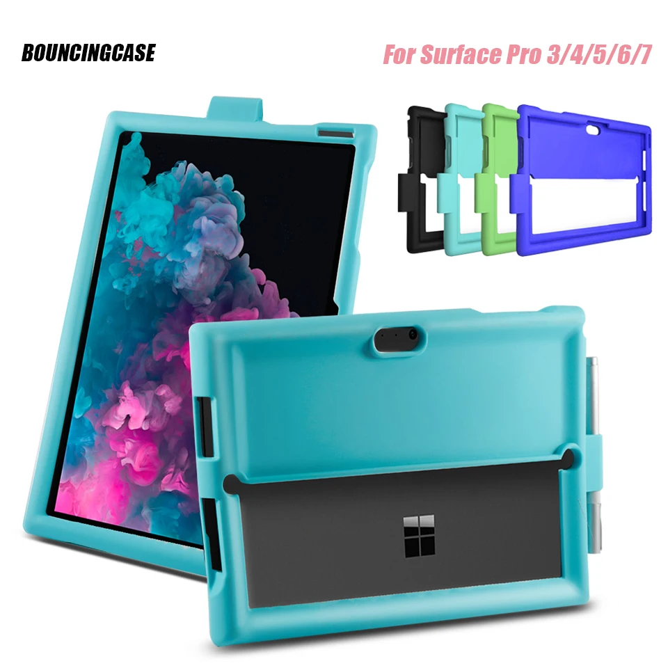 Silicone Case Cover Funda For Surface Pro 7 6 5 4 3 Bumper Shockproof All-in-One Protective Shell With Pen Holder